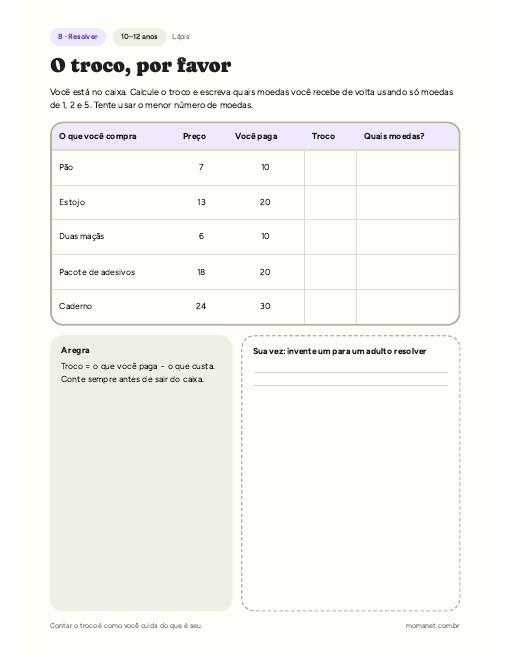 O troco, por favor