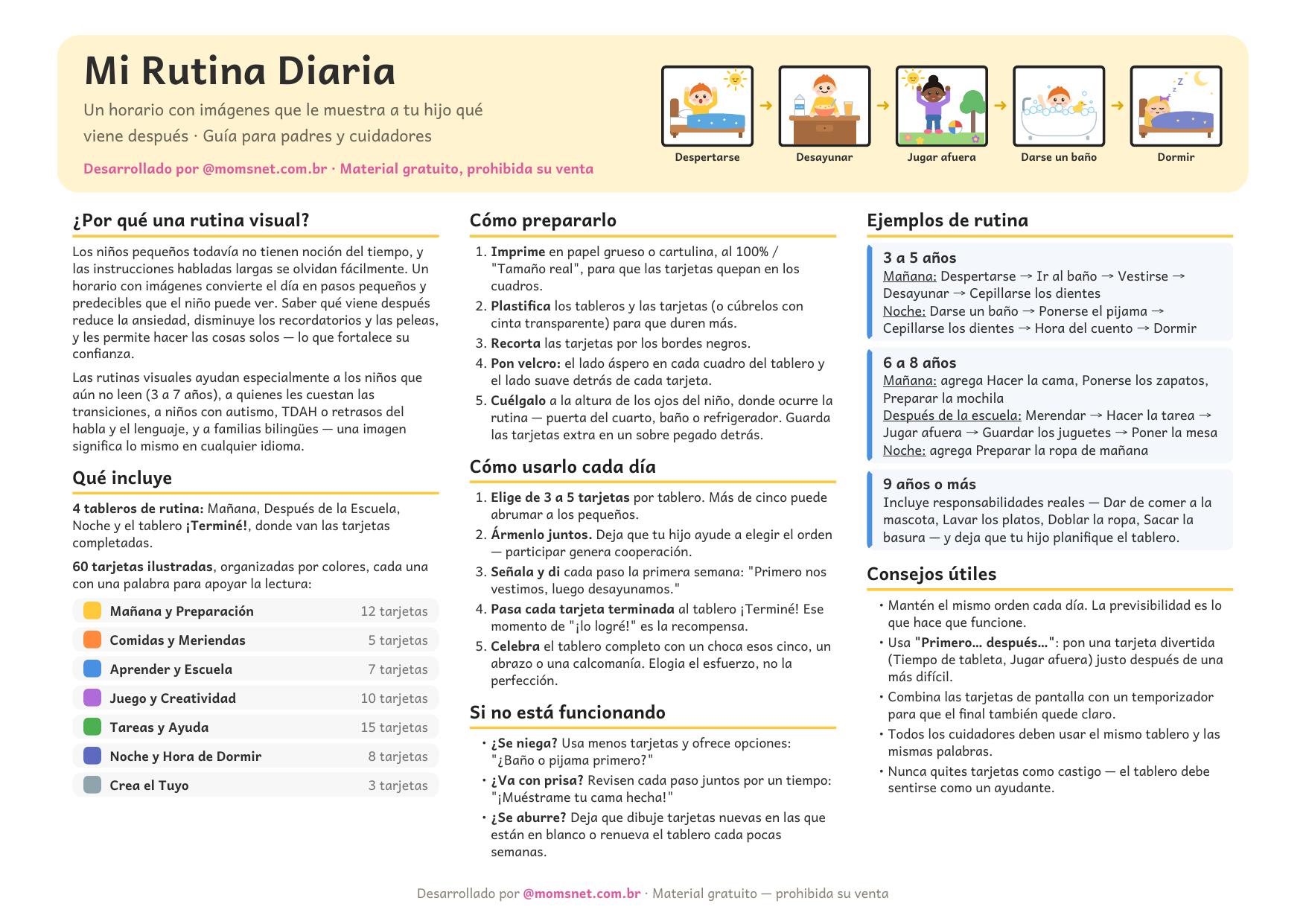 Vista previa del kit Mi Rutina Diaria con tarjetas ilustradas