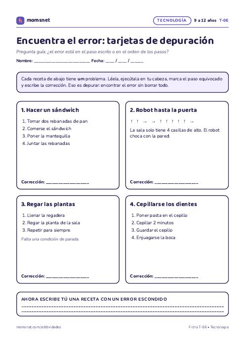 Tarjetas de depuración: encuentra el error