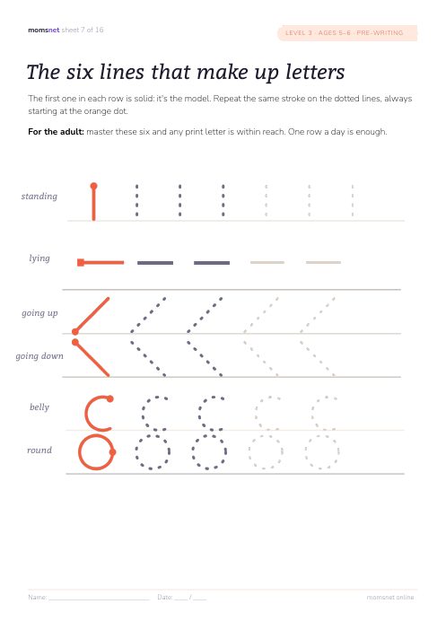 The six lines that make up letters