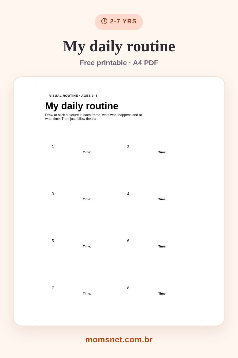 My daily routine — From waking up to bedtime, the day in pictures kids can follow.