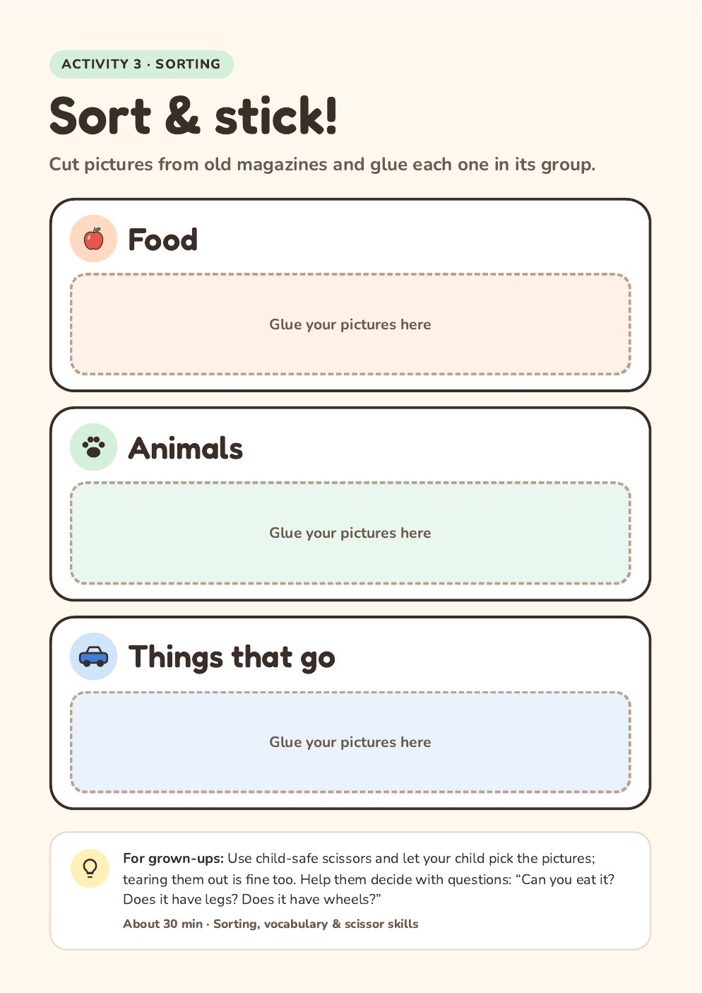 Activity preview: Sort and stick
