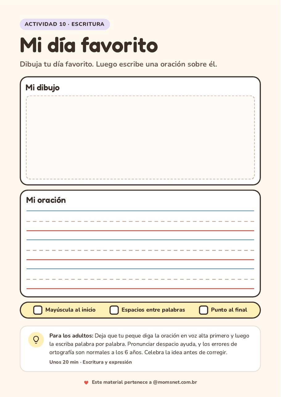 Vista previa de la actividad: Mi día favorito