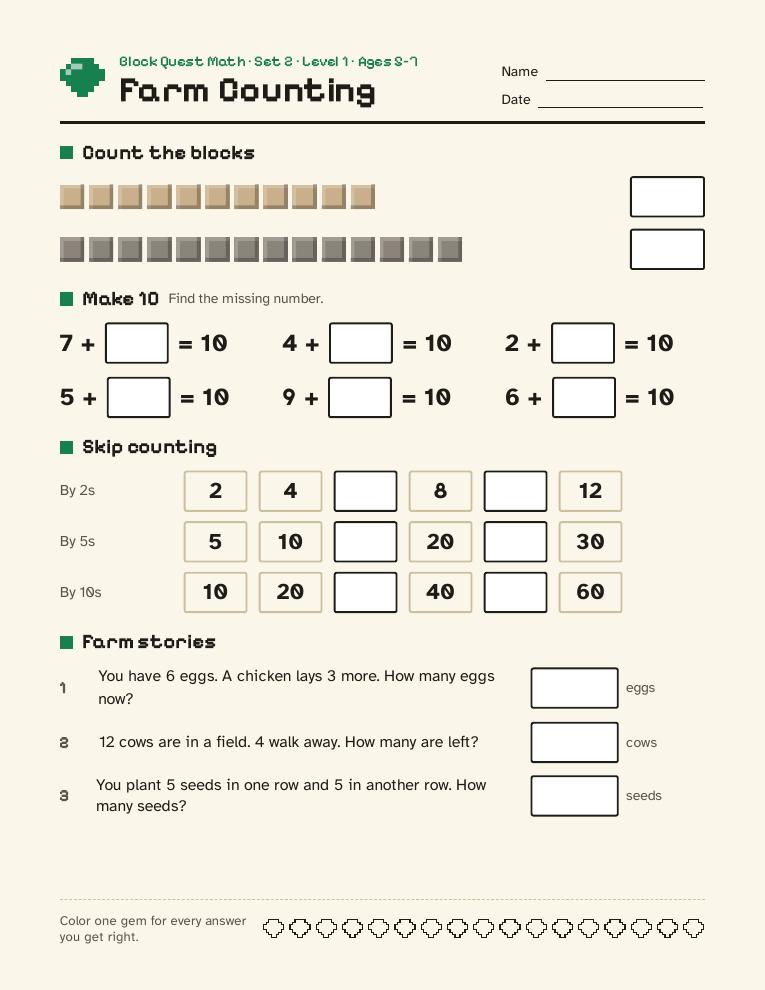 Block Quest Math — Set 2