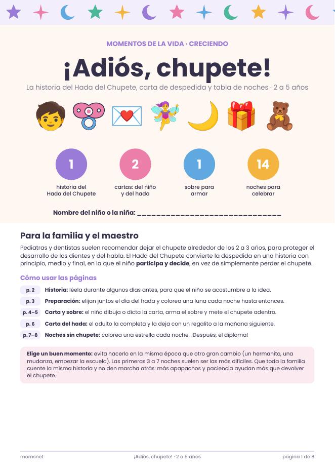 Portada de ¡Adiós, chupete! con la historia del Hada del Chupete para niños de 2 a 5 años