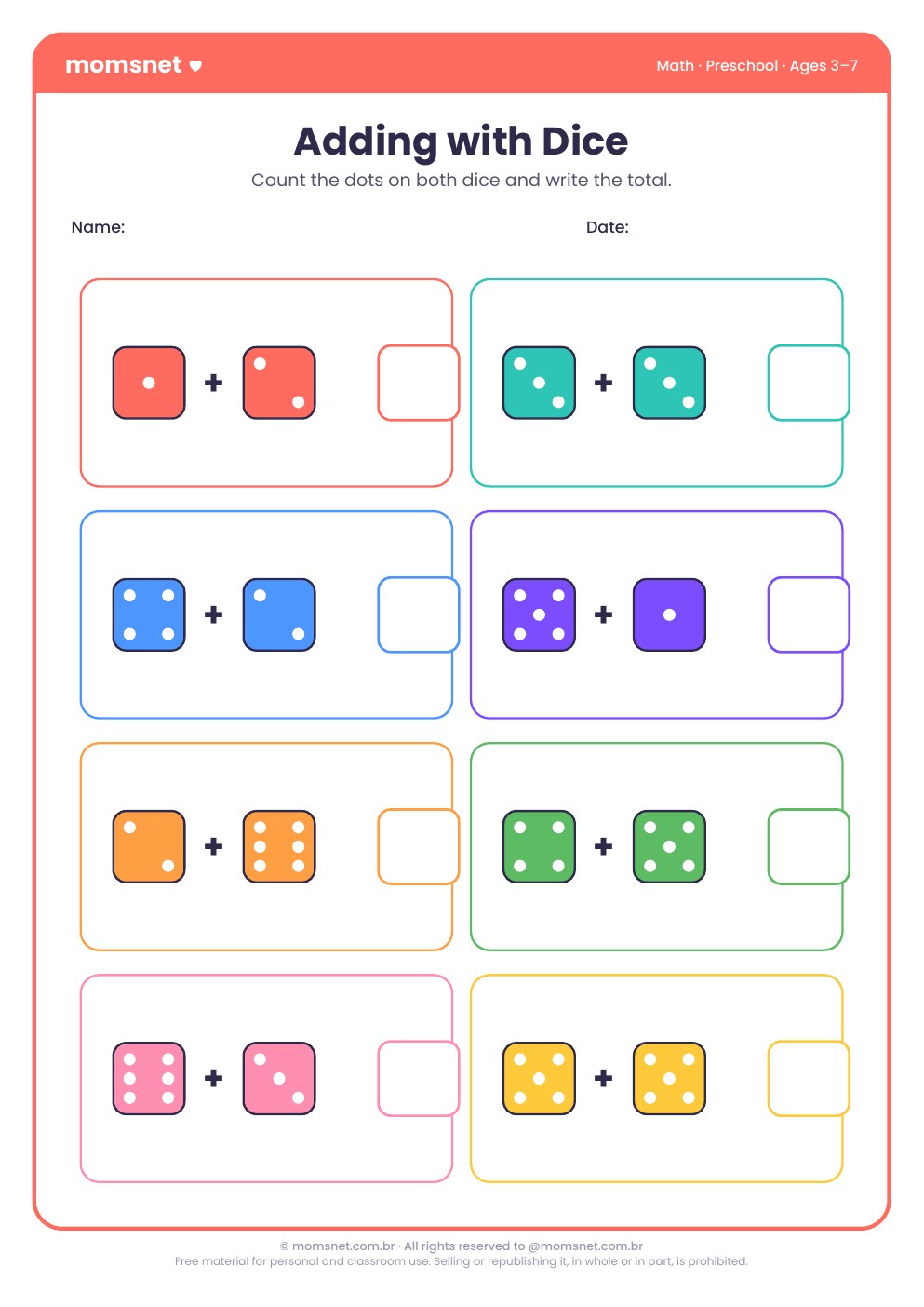 Adding with dice