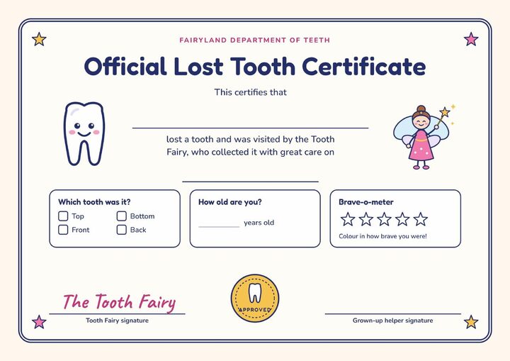 Lost tooth certificate