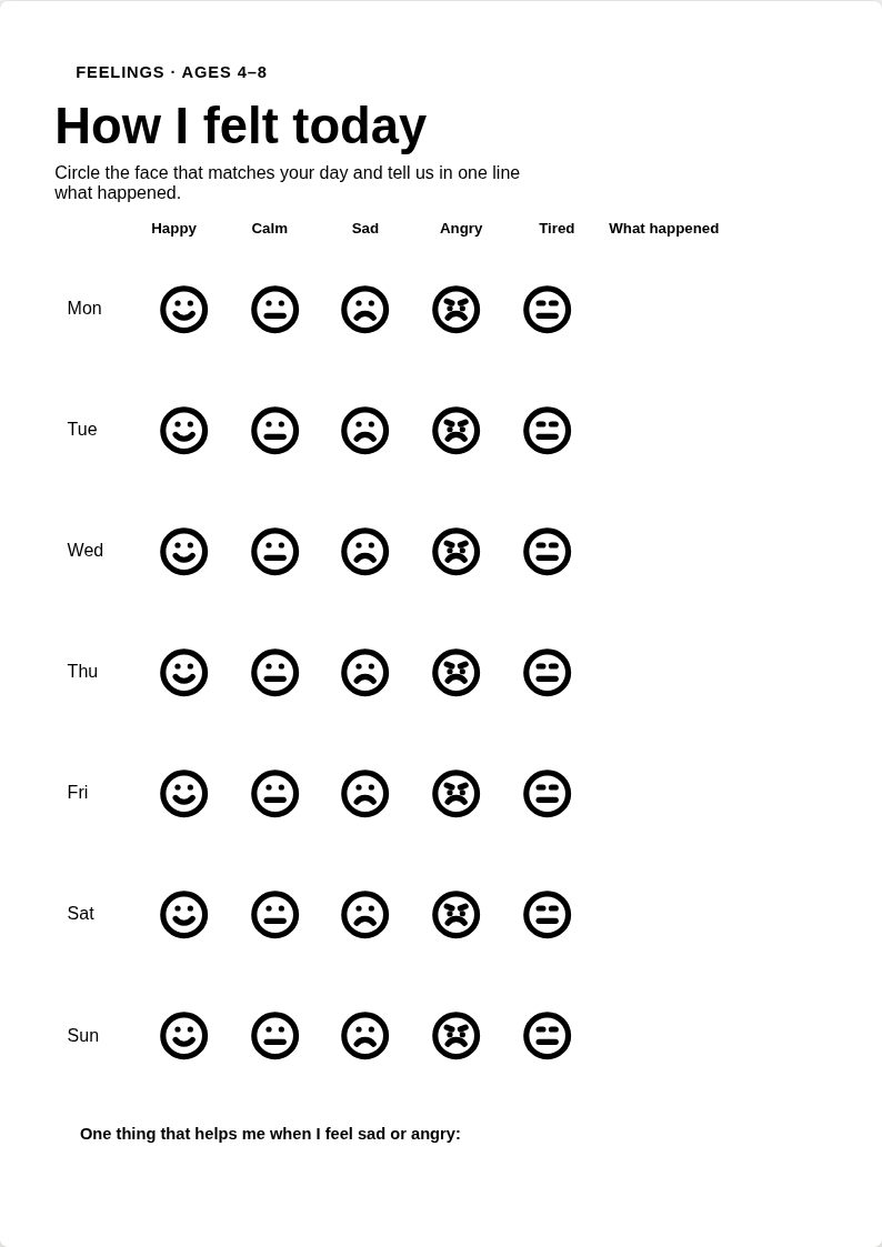 How I felt today — A daily feelings log to open up conversations about emotions.