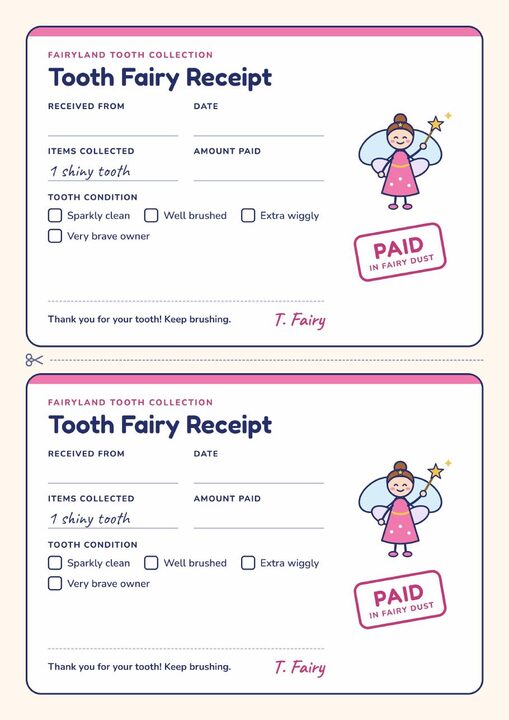 Tooth Fairy receipts