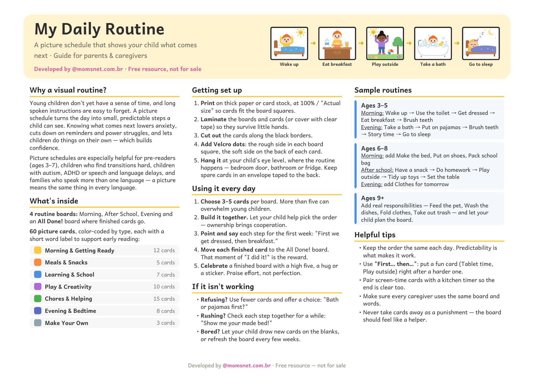 Preview of the My Daily Routine kit with illustrated activity cards