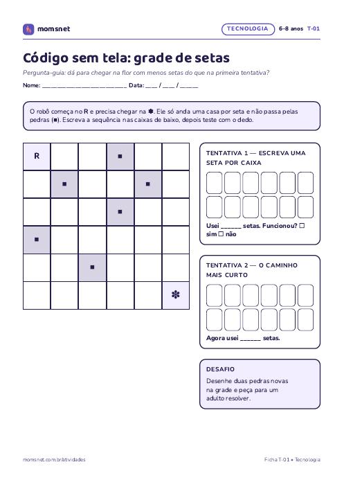 Código sem tela: grade de setas
