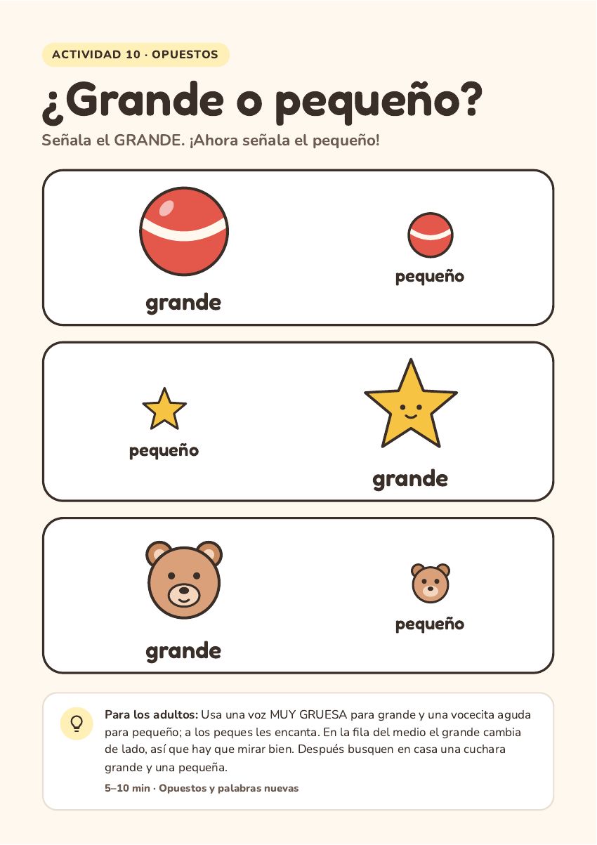 Vista previa de la actividad ¿Grande o pequeño?