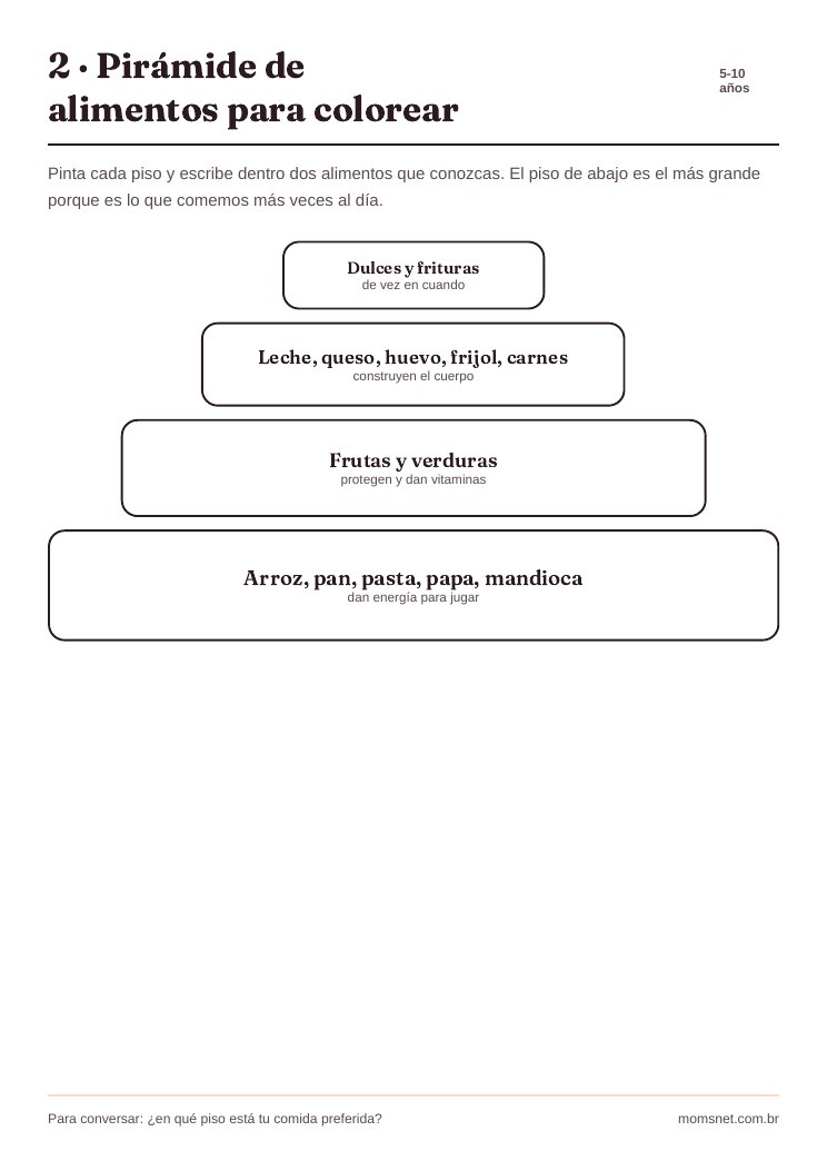 Pirámide de alimentos para colorear