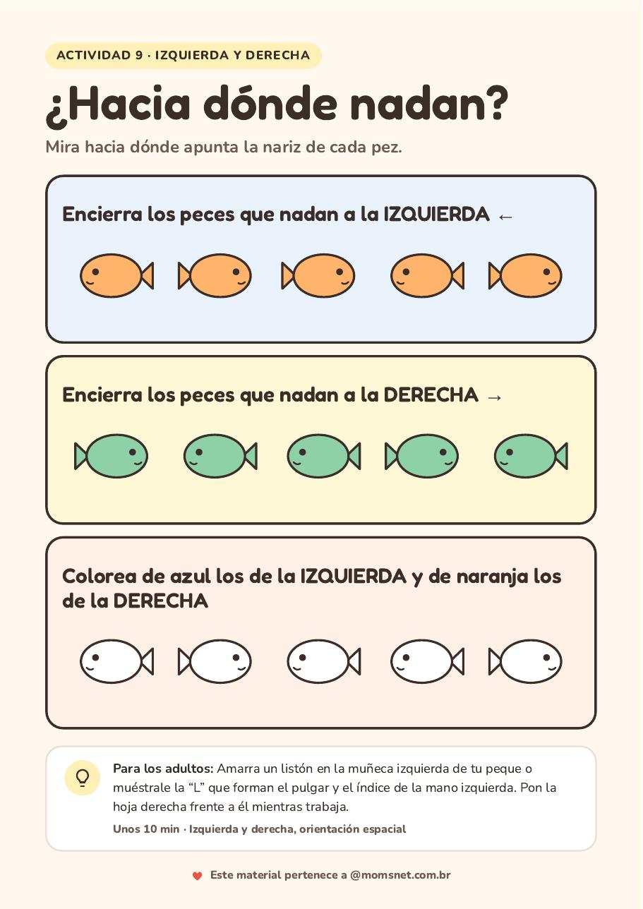 Vista previa de la actividad: ¿Hacia dónde nadan?