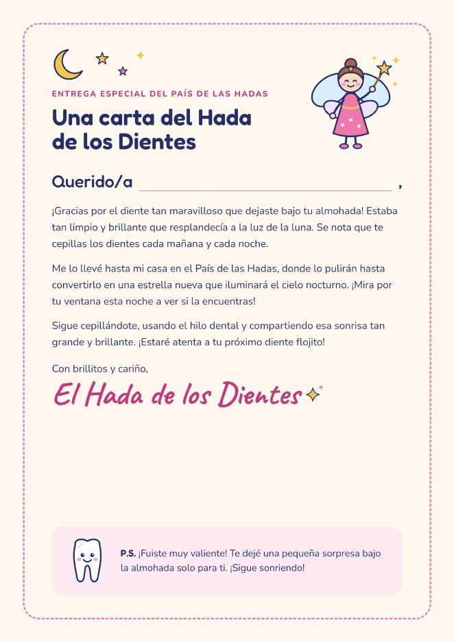 Carta del Hada de los Dientes