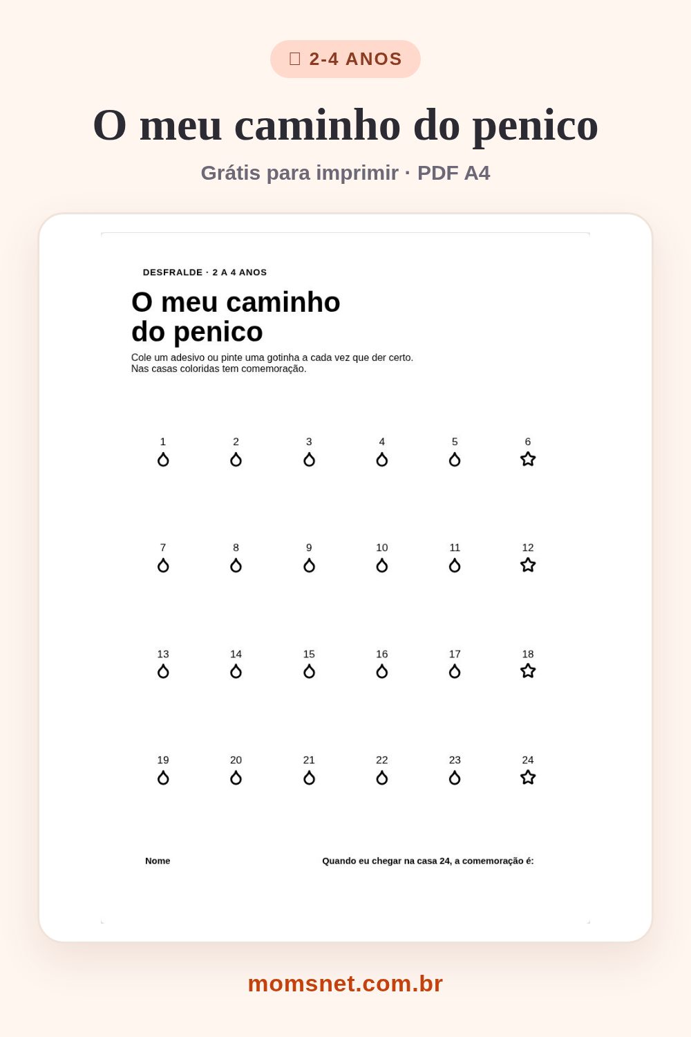 O meu caminho do penico — Trilha de desfralde para celebrar cada vitória no banheiro.