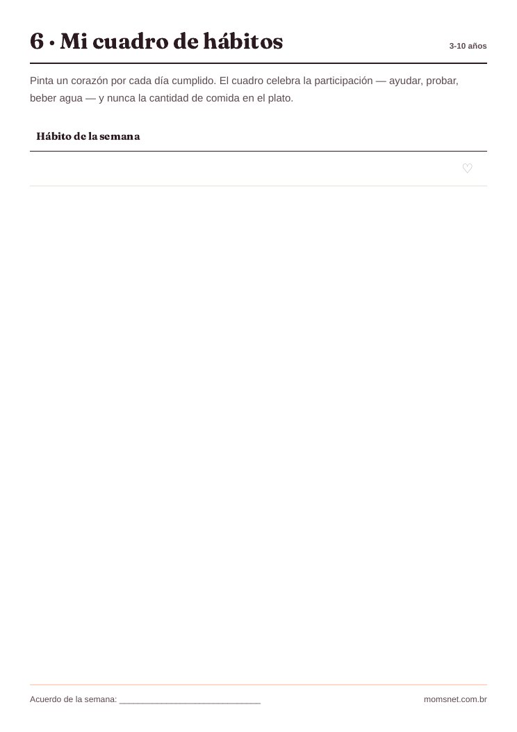 Mi cuadro de hábitos