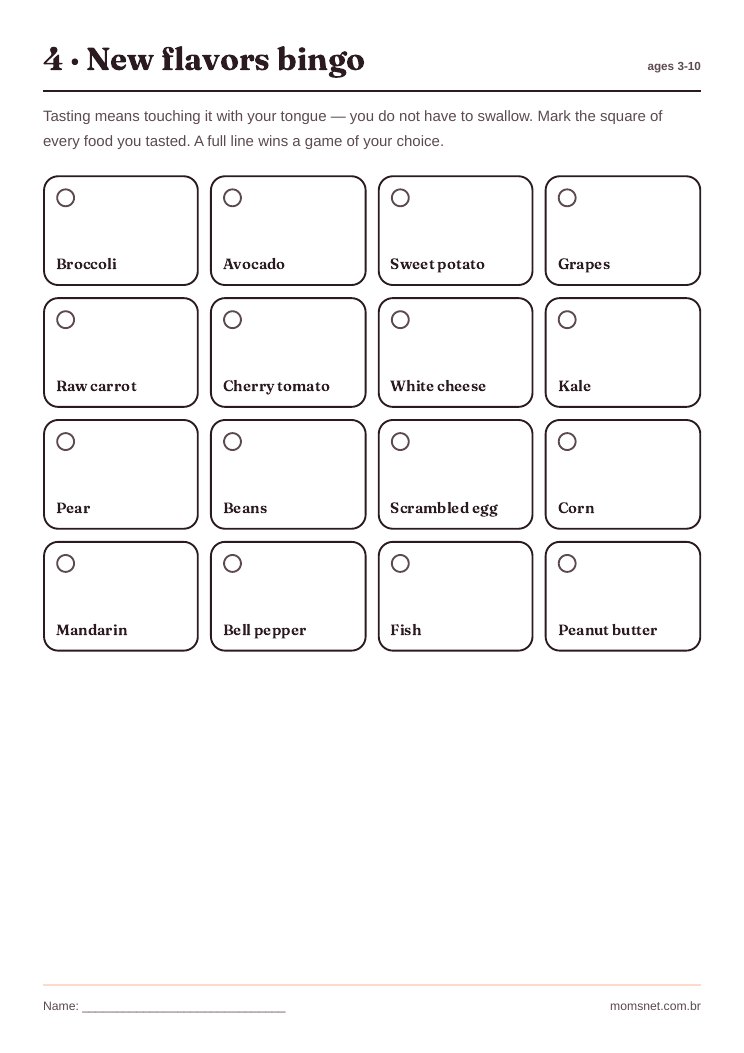 New flavors bingo