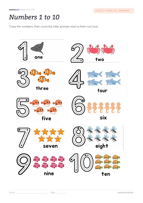 Numbers 1 to 10