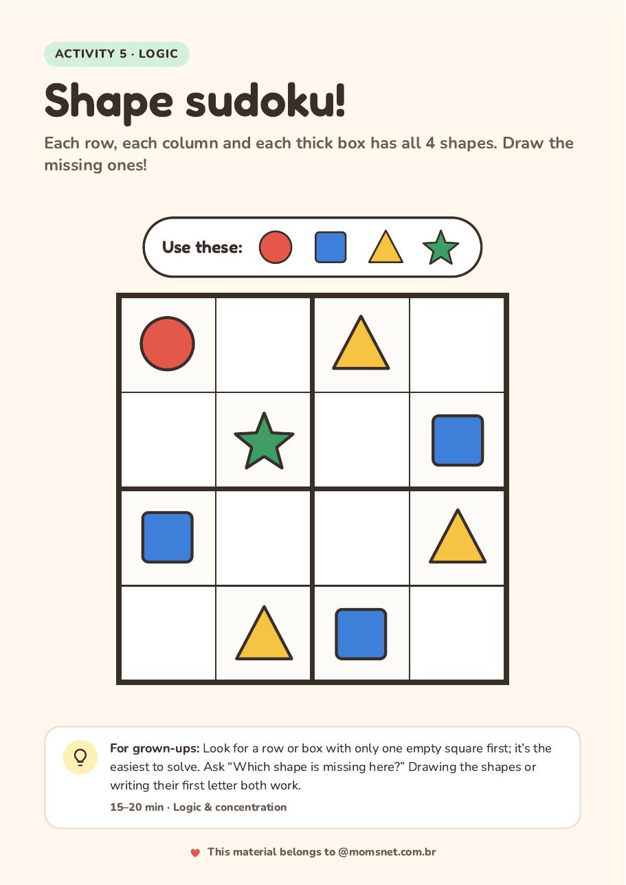 Activity preview: Shape sudoku!