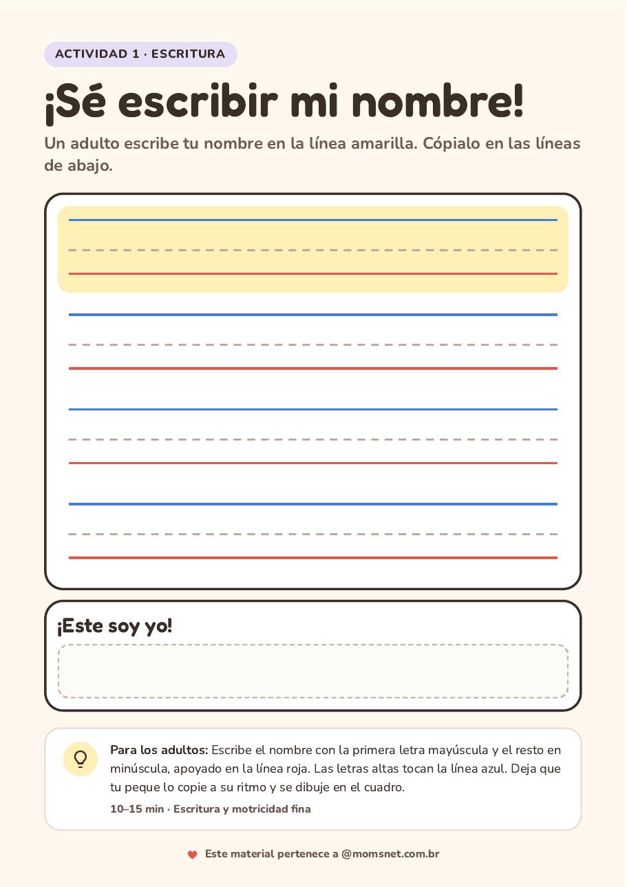 Vista previa de la actividad: ¡Sé escribir mi nombre!
