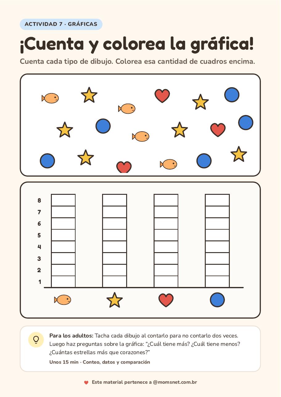 Vista previa de la actividad: ¡Cuenta y colorea la gráfica!