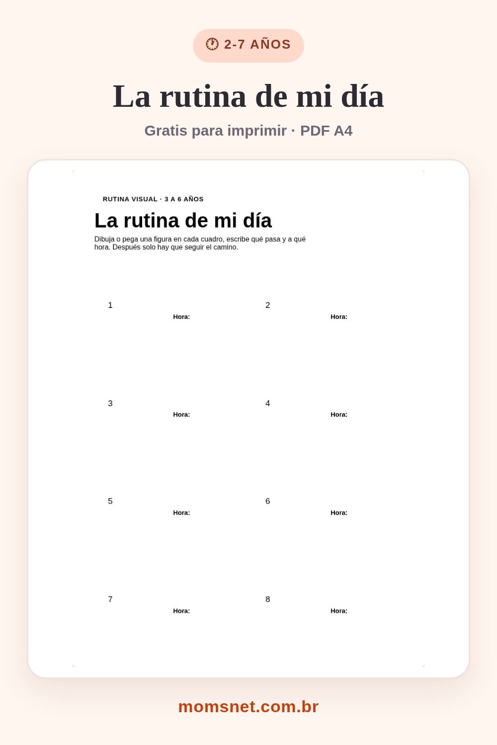 La rutina de mi día — Del despertar a la hora de dormir, el día en dibujos fáciles de seguir.