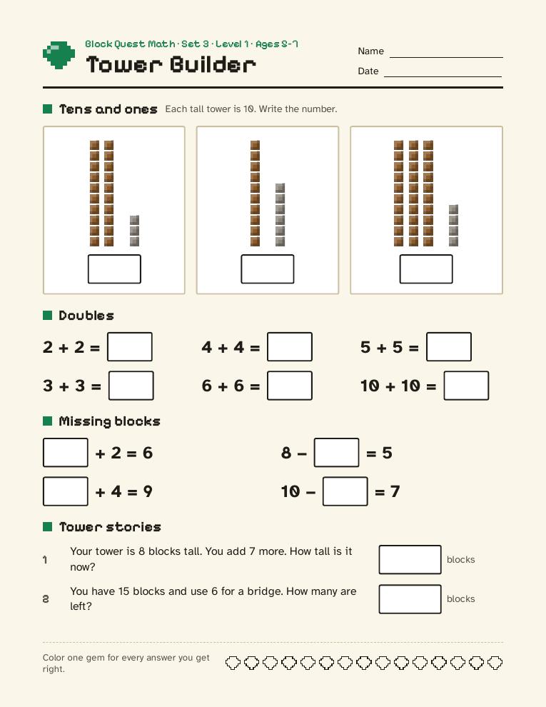 Block Quest Math — Set 3