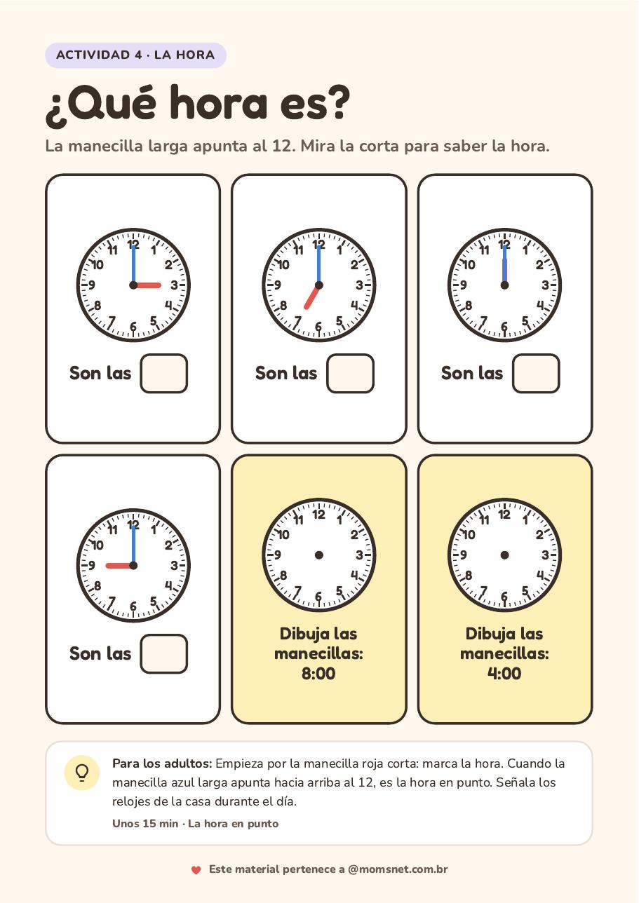 Vista previa de la actividad: ¿Qué hora es?