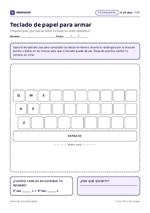 Teclado de papel para armar