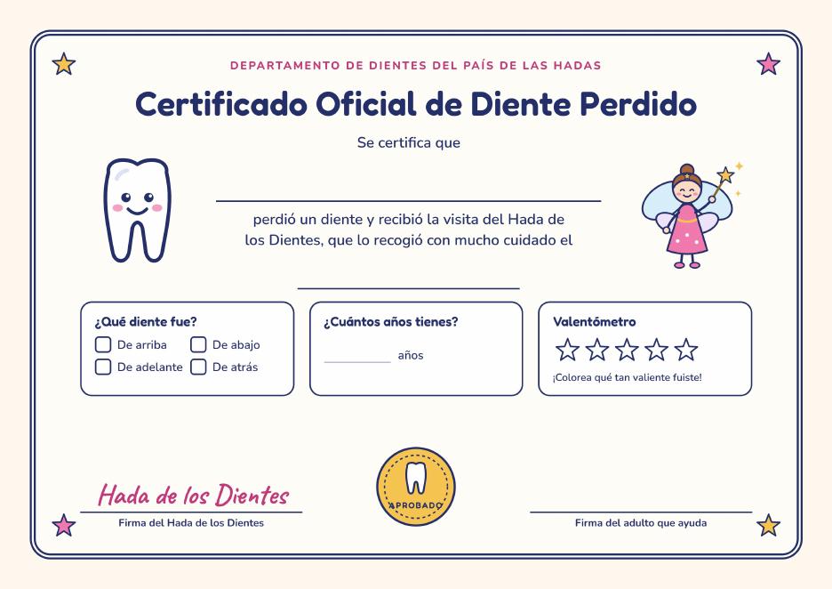 Certificado del diente caído