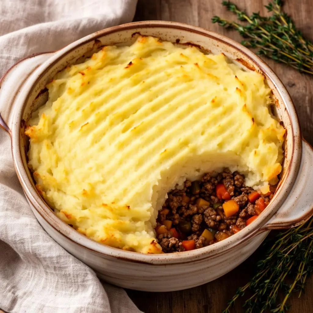 Shepherd's Pie caseira em travessa rústica