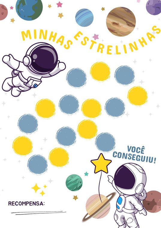 Space "my little stars" path with an astronaut and planets to mark each win